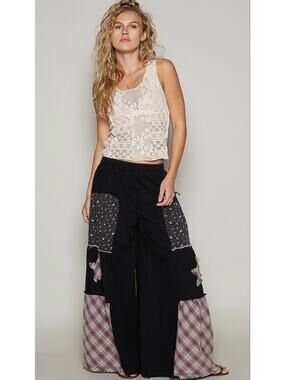 New!!! POL bohemian patchwork wide-leg pant